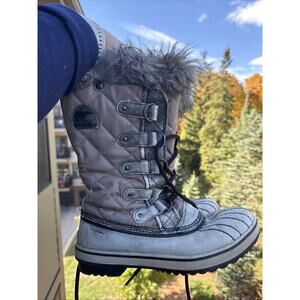 Sorel Tofino Waterproof Winter Snow Boots Womens Size 8 EUR 40 Gray Waxed Canvas